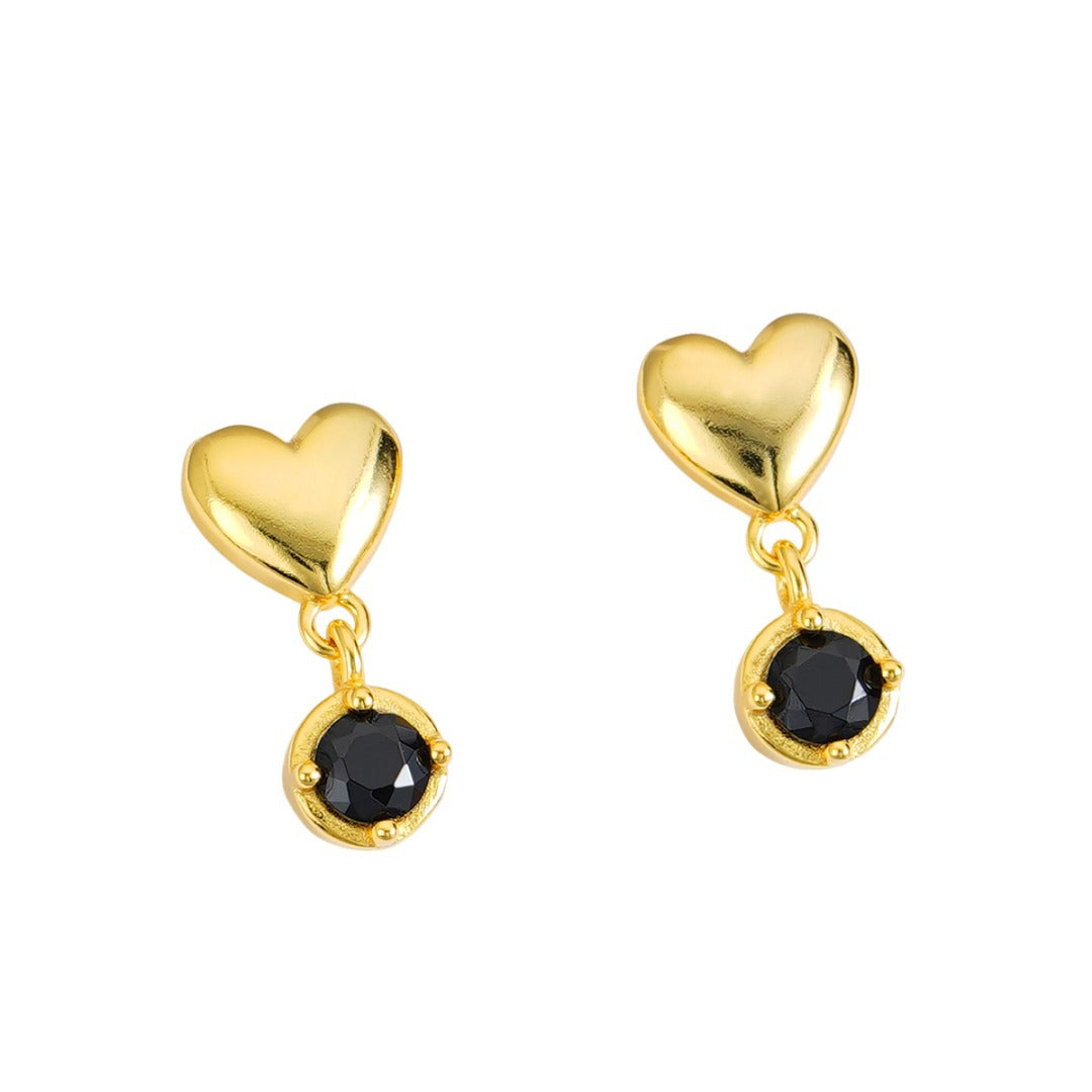 Mini Heart Noir Earrings