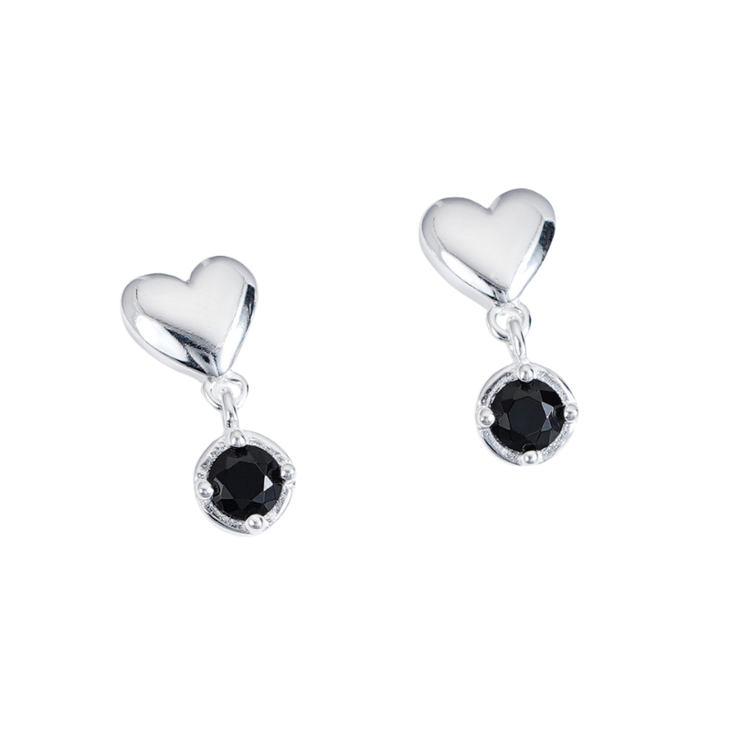 Mini Heart Noir Earrings