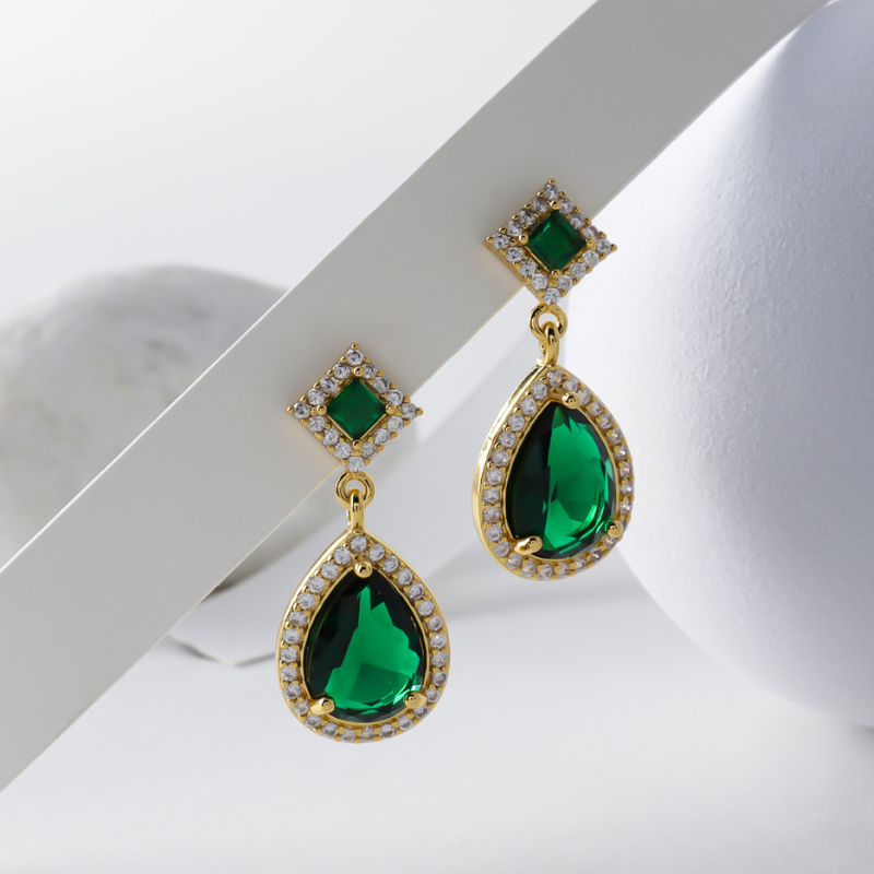 Luxe Green Teardrop Earrings