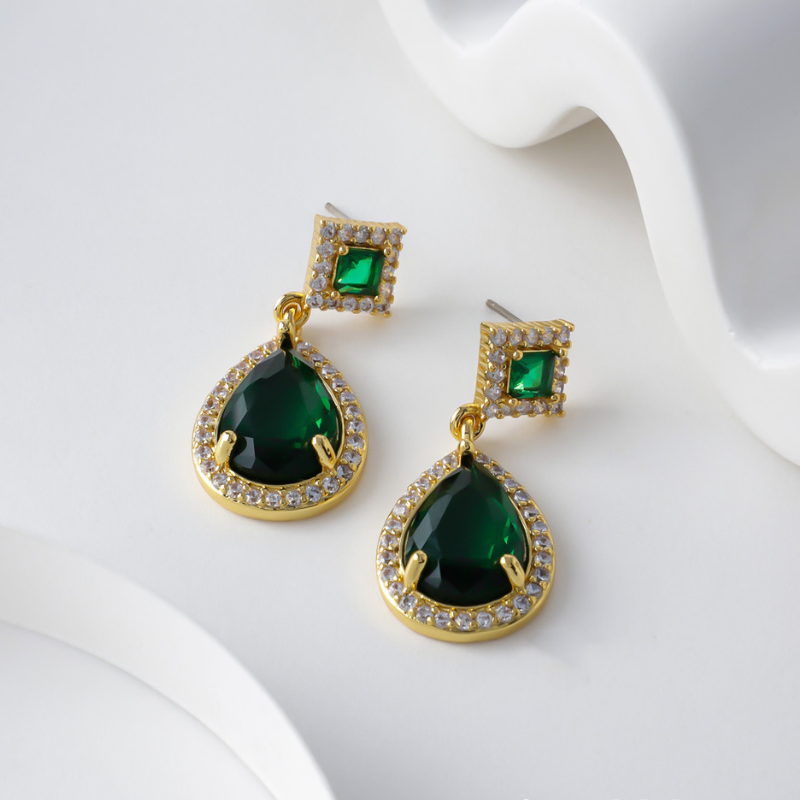 Luxe Green Teardrop Earrings